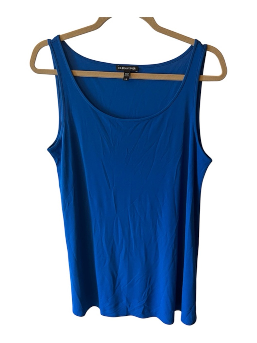 Eileen Fisher Blue Silk Scoop Neck Tunic Tank Top Sz Large